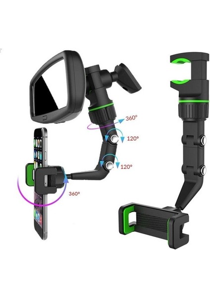 Tordikiz Premium Dikiz Aynası Bağlantılı Evrensel 360° Dönen Araba Telefon Tutucu