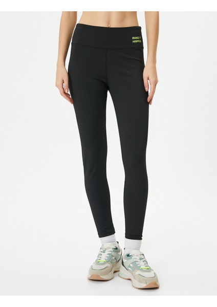 Yüksek Bel Spor Tayt Baskı Detaylı Skinny modelleri