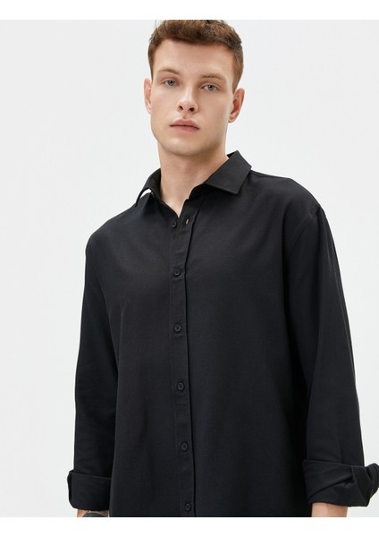 Klasik Gömlek Basic Düğmeli Uzun Kollu