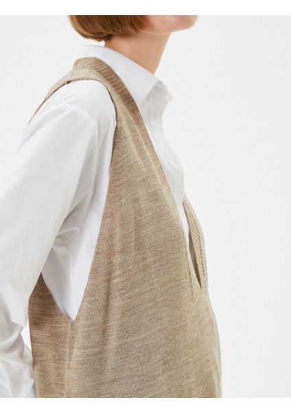 V Yaka Süveter Örgü Ribanalı indirimleri