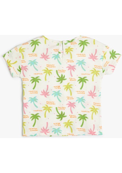 Palmiye Baskılı Tişört Kısa Kollu Pamuklu fiyatları