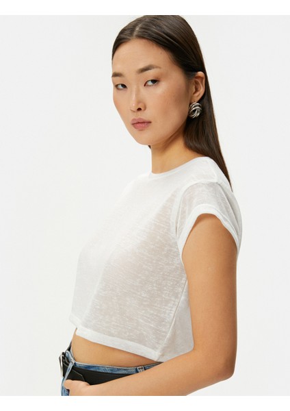 Crop Tişört Kısa Kollu Slim Fit