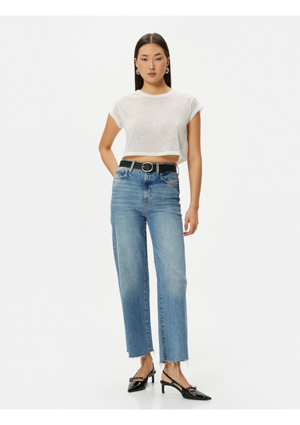 Crop Tişört Kısa Kollu Slim Fit