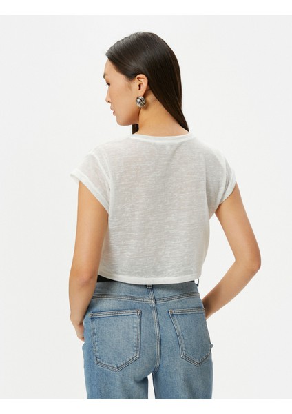 Crop Tişört Kısa Kollu Slim Fit
