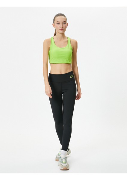 Yüksek Bel Spor Tayt Baskı Detaylı Skinny