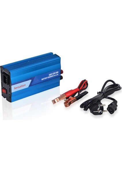 20A Amper 12V Akü Şarj Cihazı (3 Kademeli Solar Akü Şarj Özelliği) (Karavan,tekne,bağ Evi)