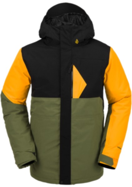 Sarı Erkek Kapüşon Yaka Gore-Tex Desenli Kayak Montu