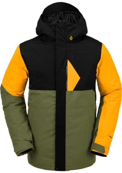 Sarı Erkek Kapüşon Yaka Gore-Tex Desenli Kayak Montu