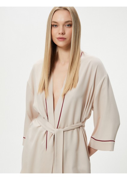 Oversize Kimono Beli Kuşaklı Şeritli Viskon fiyatları