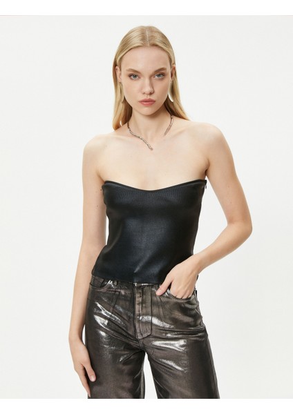 Crop Straplez Üst Metalik - El Emeği Koleksiyonu modelleri