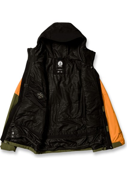 Sarı Erkek Kapüşon Yaka Gore-Tex Desenli Kayak Montu