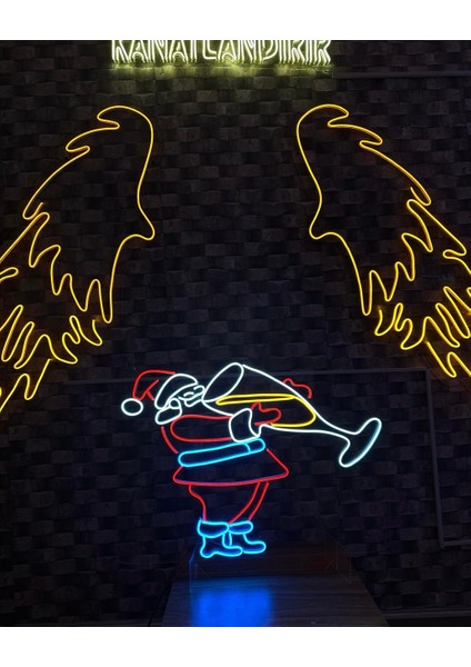 Noel Baba Figürlü Yılbaşı Temalı Neon Tabela modelleri