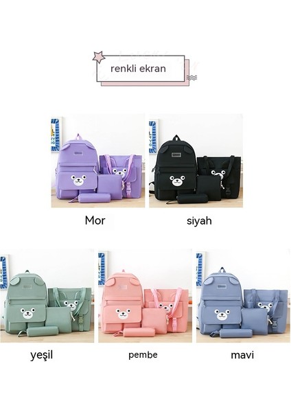 Beş Parçalı Büyük Kapasiteli Renk Engelleyici Kanvas Sırt Seti Çanta (Yurt Dışından) modelleri