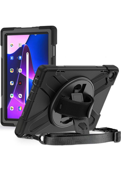 Lenovo Tab M10 Hd (2.nesil) 2022 Kılıf Askılı Standlı Tank Koruyucu Dönebilen Kapak (Defender)