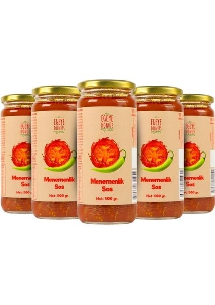Ev Yapımı Yemek Için Hazır Menemenlik Sos 5'li Cam Kavanoz - 500 Gr. (Yaz Domateslerinden ve Biberlerinden Geleneksel Yöntemlerle Üretilmiştir)