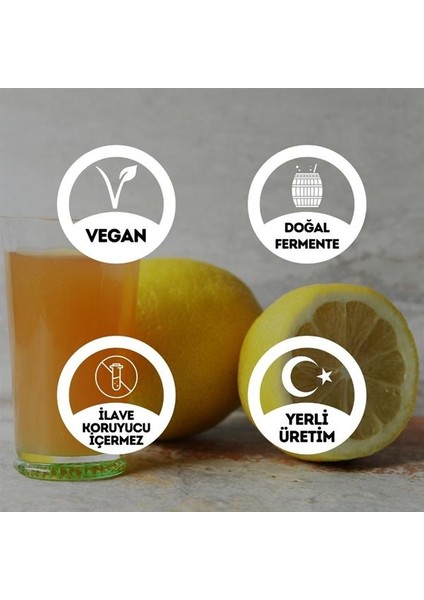 Katkısız Doğal Fermente Limon Sirkesi Cam Şişe - 500 Ml. (Geleneksel Yöntemle Mayalanmıştır.)
