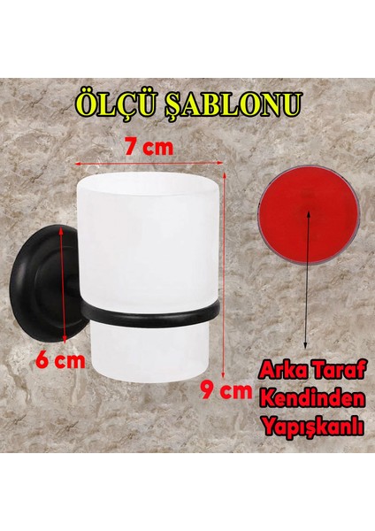 Diş Fırçalık Yapışkanlı Banyo Diş Fırçası Kabı Kutusu Siyah