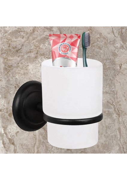 Diş Fırçalık Yapışkanlı Banyo Diş Fırçası Kabı Kutusu Siyah