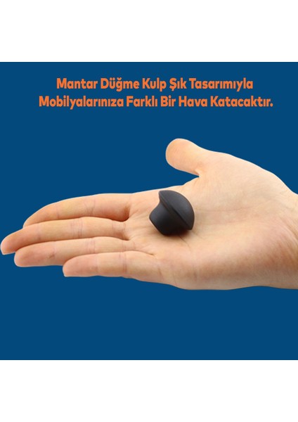 Mantar Düğme Metal (MAT SİYAH) Yuvarlak Mobilya Mutfak Çekmece Dolap Kulpu Kulbu Kulpları fırsatları