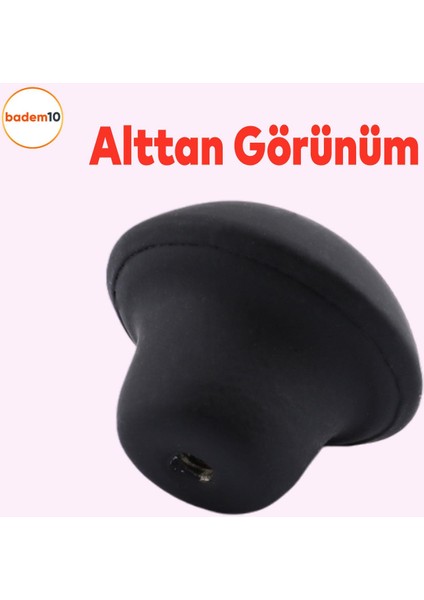 Mantar Düğme Metal (MAT SİYAH) Yuvarlak Mobilya Mutfak Çekmece Dolap Kulpu Kulbu Kulpları indirimleri