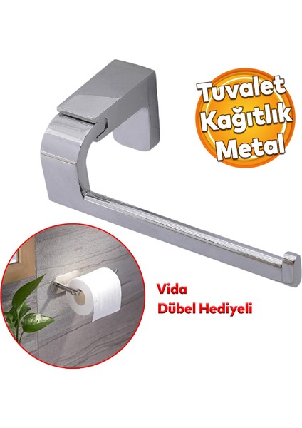 Tuvalet Kağıtlık Aparat Açık Wc Kağıt Standı Bez Havluluk Paslanmaz Metal Sağlam Vidalı Krom Renk