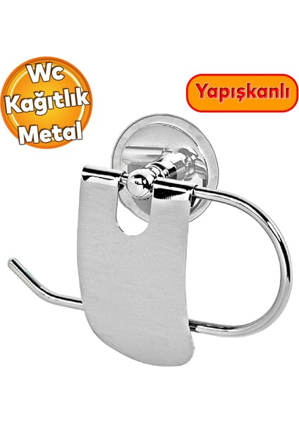 Yapışkanlı Tuvalet Kağıtlık Aparat Kapalı Wc Kağıt Standı Bez Havluluk Paslanmaz Metal Sağlam Krom