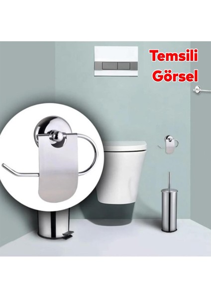 Yapışkanlı Tuvalet Kağıtlık Aparat Kapalı Wc Kağıt Standı Bez Havluluk Paslanmaz Metal Sağlam Krom