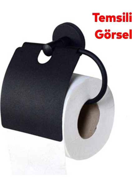 Yapışkanlı Tuvalet Kağıtlık Aparat Kapalı Wc Kağıt Standı Paslanmaz Metal Sağlam Siyah Renk
