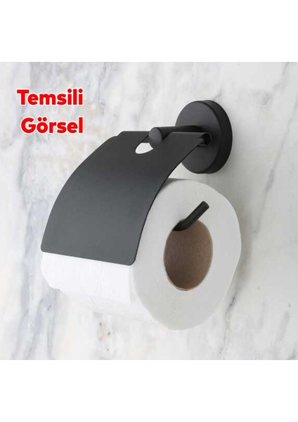 Yapışkanlı Tuvalet Kağıtlık Aparat Kapalı Wc Kağıt Standı Paslanmaz Metal Sağlam Siyah Renk