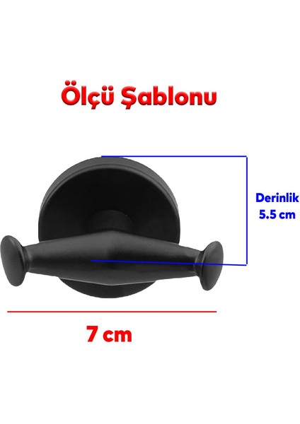 Siyah Renk Askılık Banyo Lavabo Çatal 2'li Metal Sağlam Aparat Bornoz Havlu Asma Askı Vidalı