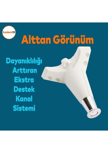 Wetra Line 6'lı Set Mobilya Tv Ünitesi Çekyat Koltuk Kanepe Destek Ayağı 15 cm Beyaz Krom M8 Civata