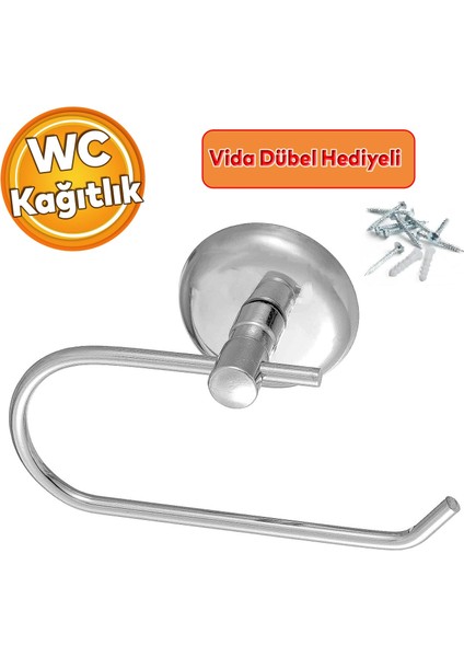 Tuvalet Kağıtlık Aparat Kapalı Wc Kağıt Standı Bez Havluluk Paslanmaz Metal Sağlam Krom