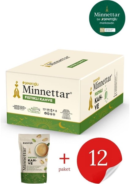 Minnettar Fıstıklı Kahve 12 x 165 gr ( 12 Paket )