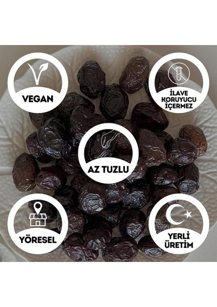 Çok Az Tuzlu Kuru Sele Siyah Zeytin (Kurutma Siyah Light Zeytin) 1 kg