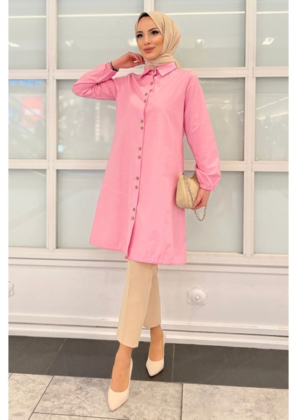 11420-PEMBE Tunik