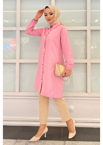 11420-PEMBE Tunik