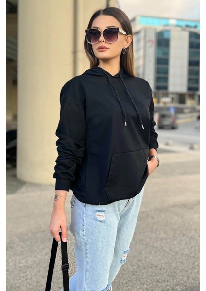 23003-SIYAH Kapsonlu Sweat fiyatları