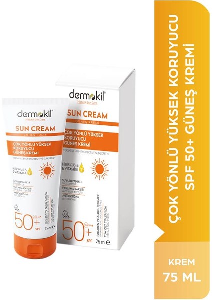 22509-RENKSIZ Dermokil 75 ml Sun Cream-Cok Yonlu Yuksek Koruyucu Gunes Kremi 50 Spf