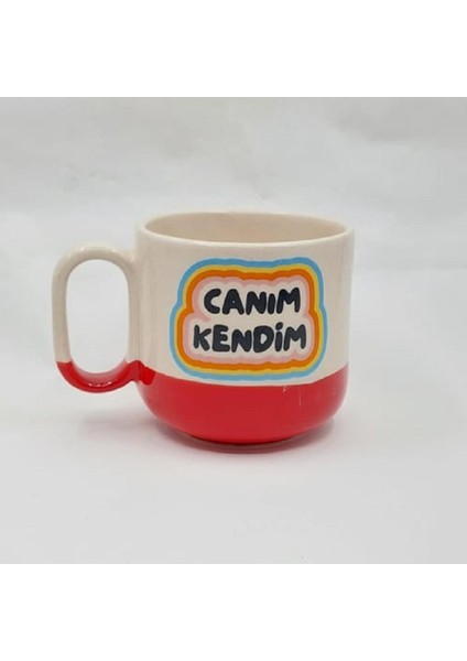 Canım Kendim Baskılı Kırmızı Kulplu Arya Çay Kupası