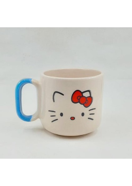 Tokalı Kedi Baskılı Mavi Kulplu Arya Çay Kupası