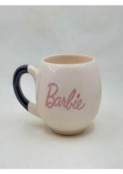 Barbie Yazı Baskılı Siyah Kulplu Balon Kupa
