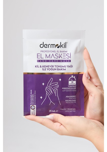 23567-RENKSIZ Dermokil Kil ve Kenevir Yağlı Peeling Etkili El Maskesi 35 ml