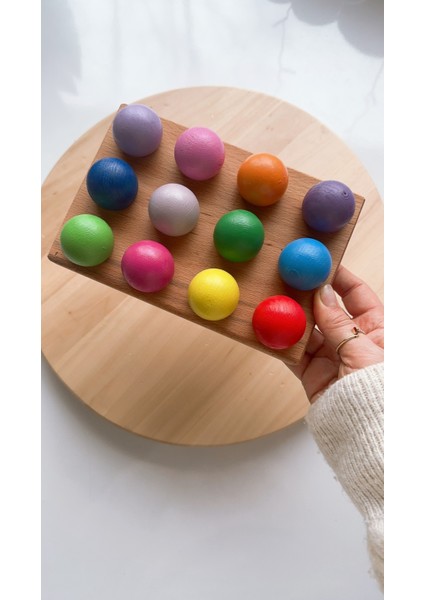 Waldorf Oyuncak Ahşap 12'li Renkli Toplar (Alt Zeminli) fiyatları