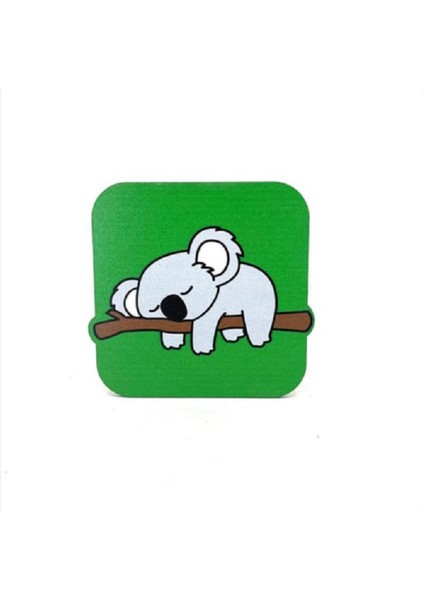 Koala Baskılı Ahşap Bardak Altlığı