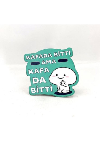 Kafada Bitti Ama Kafa Da Bitti Baskılı Ahşap Bardak Altlığı