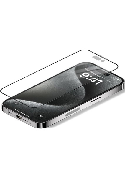 iPhone 15 Pro Max Uyumlu Anti-Dust Warrior 9d Full Cover Temperli Cam Ekran Koruyucu