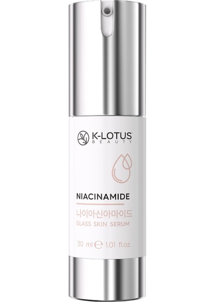 K-Lotus Beauty Cildi Parlatır, Sıkılaştırır ve Cilt Bariyerini Güçlendirici Niacinamide Cam Cilt Serumu 30ML