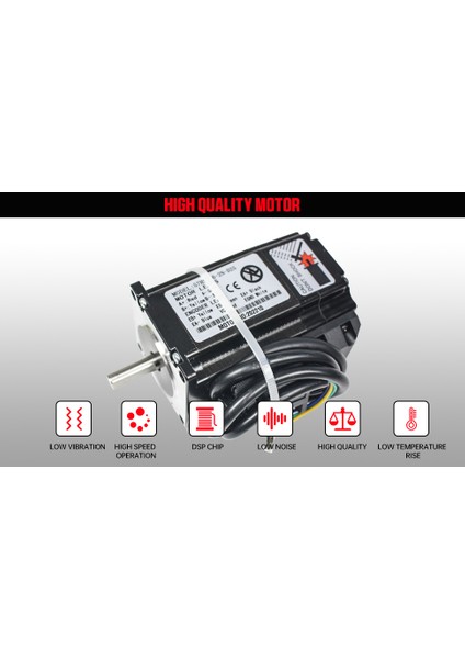 Rattm Motor 57HSE76-2N-D25 Cnc NEMA23 2n.m 288OZ-IN Kapalı Döngü Servo Motor KITLERI,HSS57 Hibrit Servo Sürücü