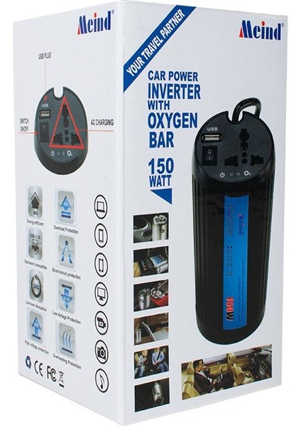 Powermaster PM-19826 12 Volt - 150 Watt Usbli Çakmaktan Araç Power Inverter