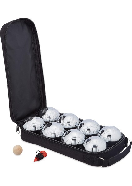 Çantalı 8'li Bocce Set 8 Adet Krom Çelik Bocce Topu (720 Gr) + Ahşap Pallino ve Mezura Hediyeli